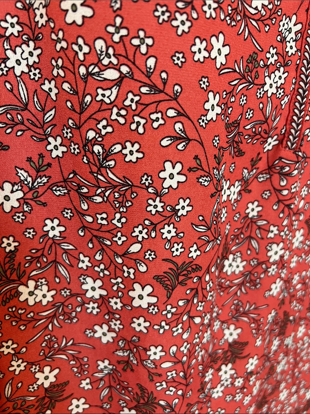 Max Studio 1X Coral Floral Peasant Blouse | Ruffle Split Neck Boho Top Plus Size - Picture 6 of 16